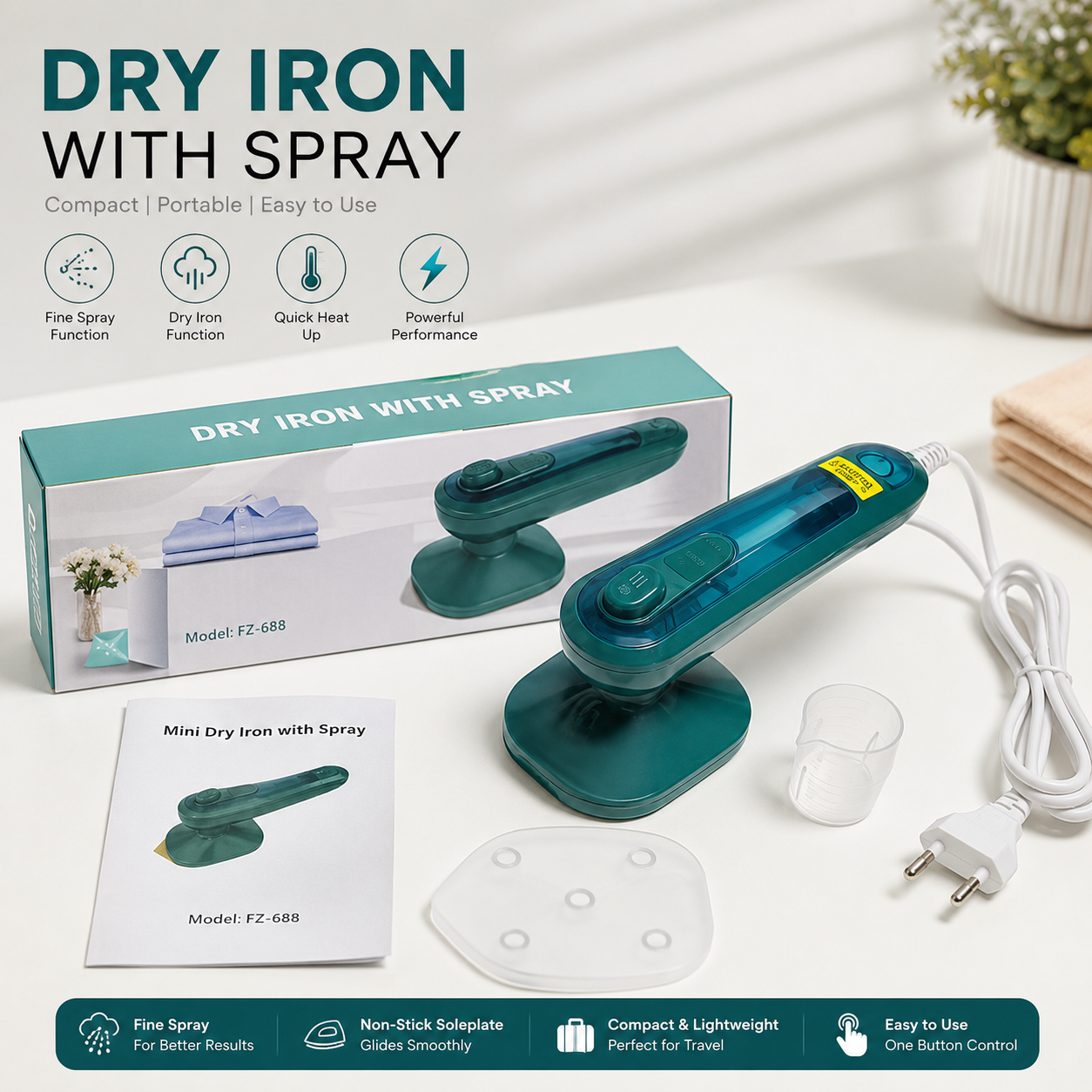 Mini Electric Dry Iron Machine With Spray Water Portable