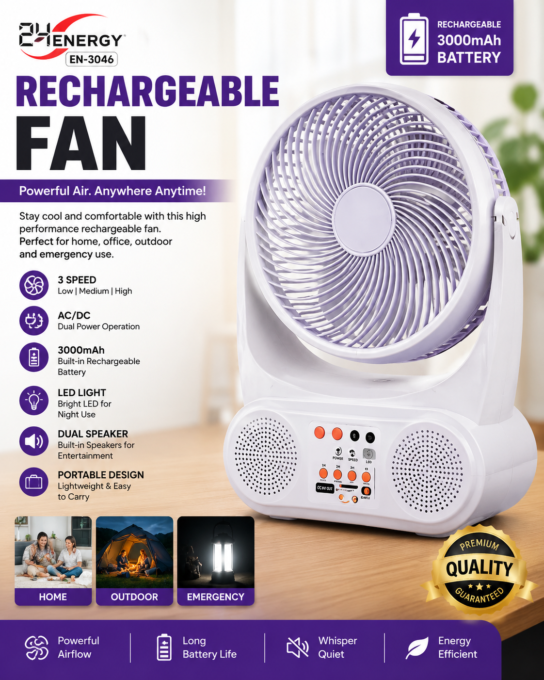 Multifunctiol Rechargable Fan