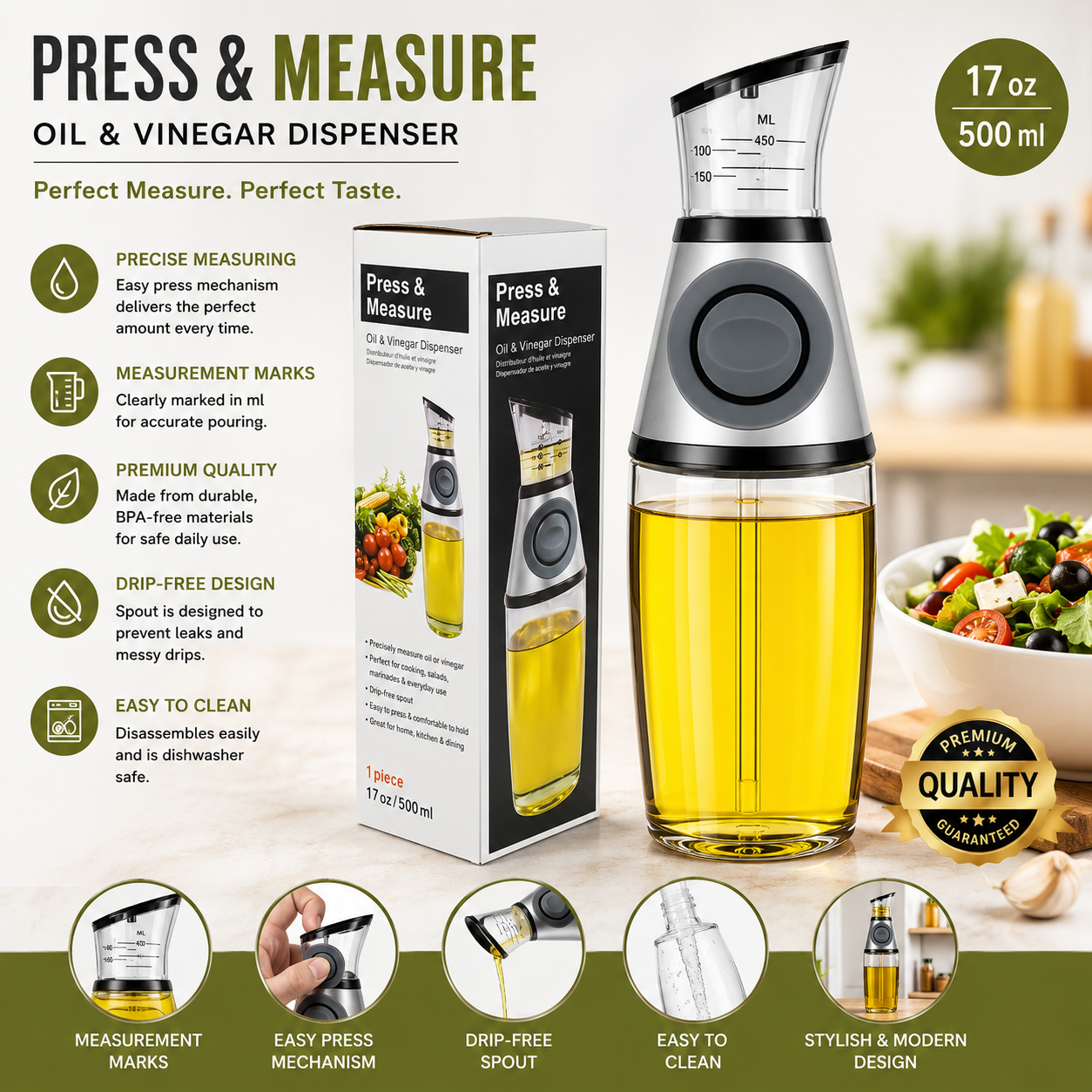 Transparent Cooking Oil Dispenser With Trigger - 1000ml