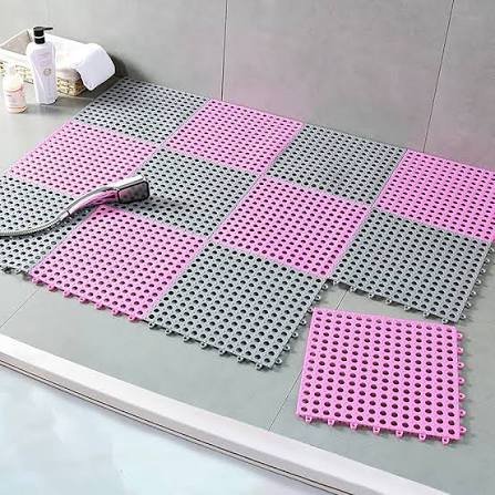 4pcs Non-slip Mosaic Mat Shower Bath Pad Pvc Massage Solid Color Suitable For Home , Bathroom And Toilet Longdurable And Safe Per 30*30 cm