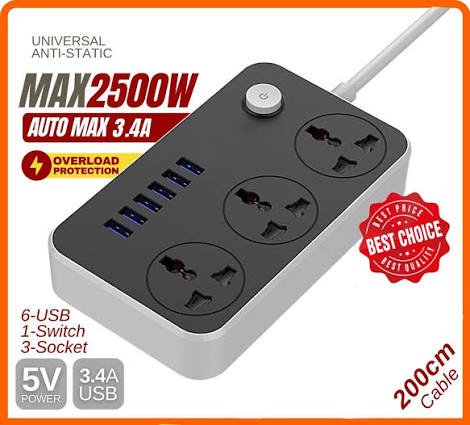 LUCKY HAWK 6USB/3 Power socket Power Cord