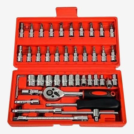 46 In 1 Pcs Tool Kit & Screwdriver and Socket Set With Big Box | Home Tool Essential Kit - 46 Pcs | Repair Tool Kit