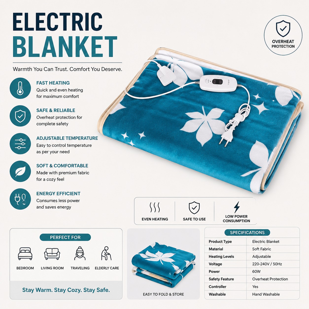 Electric Single Bed Heated Blanket