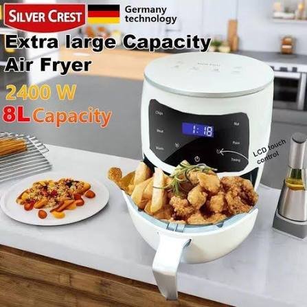     SILVER CREST 8L Extra Large Healthy Air Fryer With Smart Digital Control - 2400W - white