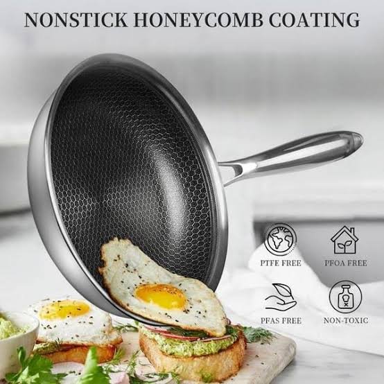 Honeycomb Structure Hex Design Non-stick Fry Pan 24 cm Stainless Steel