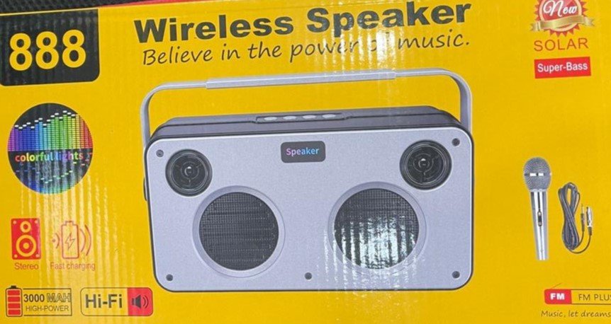888 Border High Power Mini Solar for Bluetooth Speaker with RGB LED Lighting and Dual 20W-300W Battery Subwoofers
