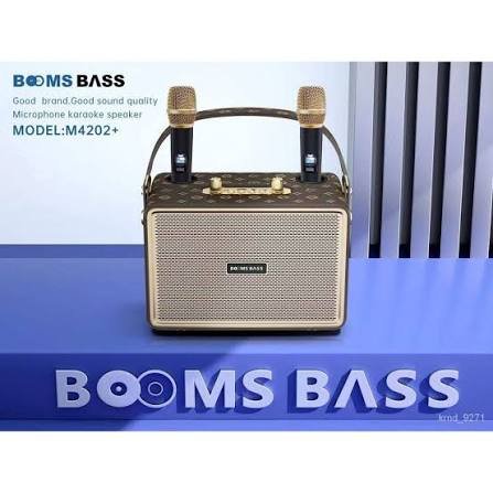 M4202+Bt Speaker Extra Bass With Built-In Amplifier Portable Dj Karaoke Speakers With 2 Wireless Microphone for Family Ktv Party
