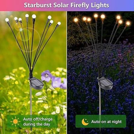 LED Garden Lights, New Upgraded Firefly Lights Outdoor Waterproof Solar Powered Swaying Outdoor Lights for Yard Patio Pathway Walkway Decoration, Warm White