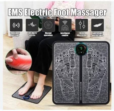 EMS Foot Massager Pad 8 Modes USB Rechargeable Electric Feet Massage Mat Remote Control Leg Muscle