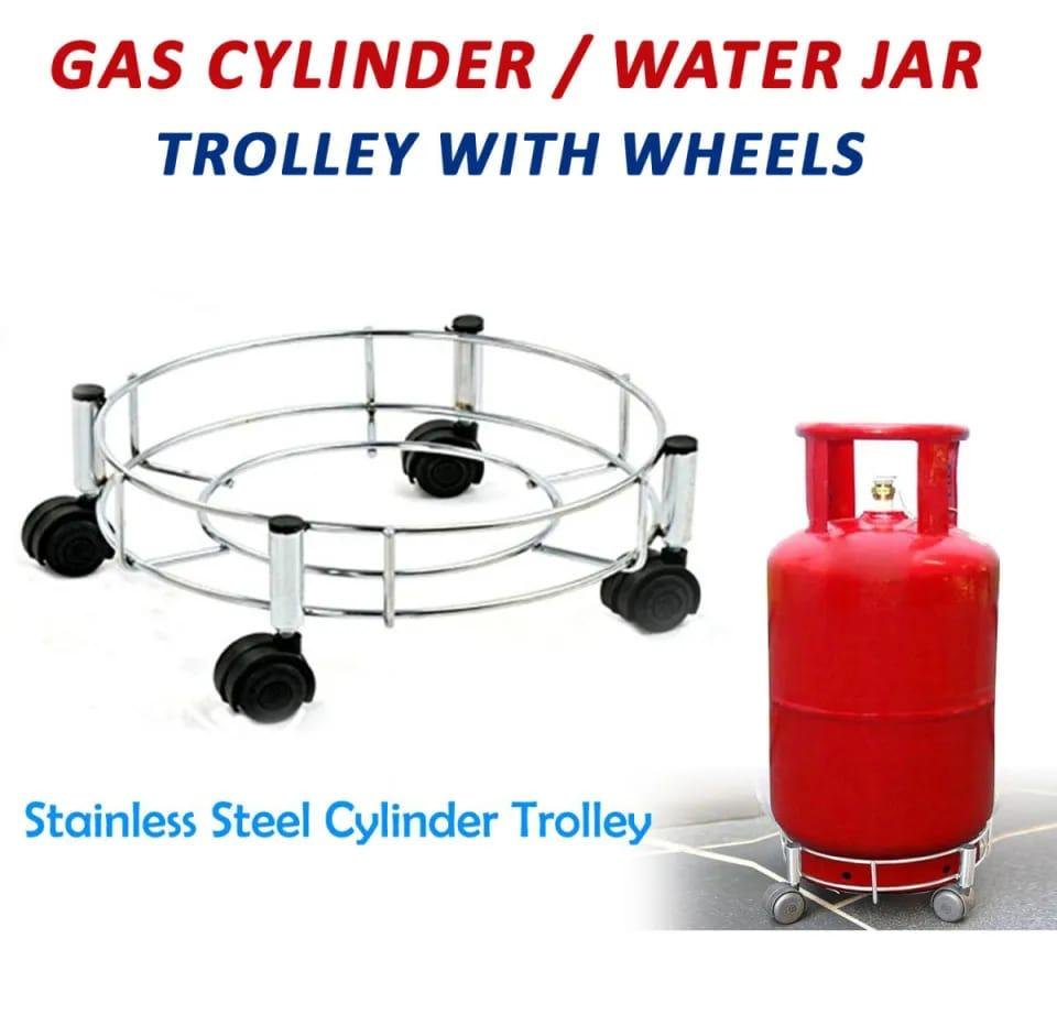 Stainless Steel Cylinder / Water Jar Trolley with Wheels