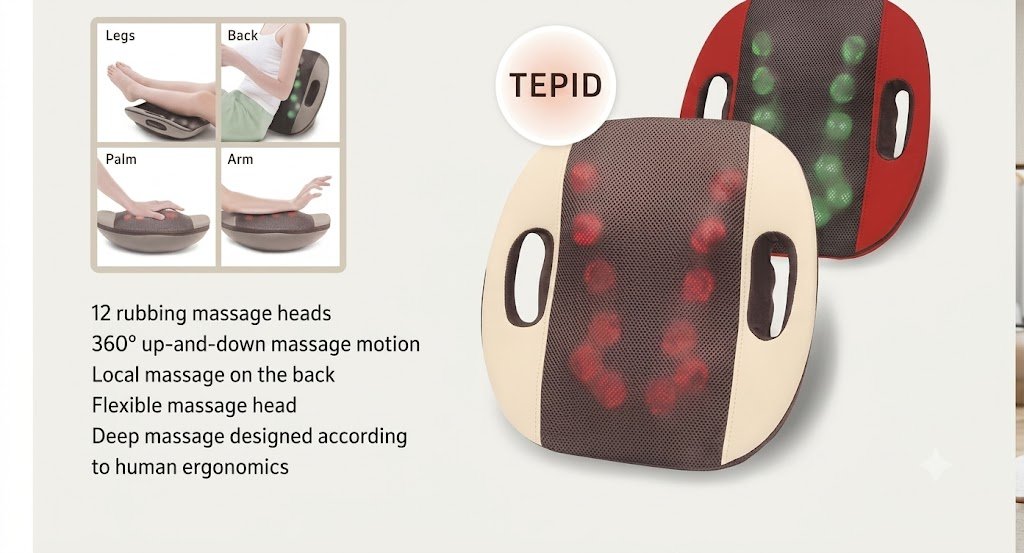 2-in-1 Electric Heated Back & Foot Massager Cushion