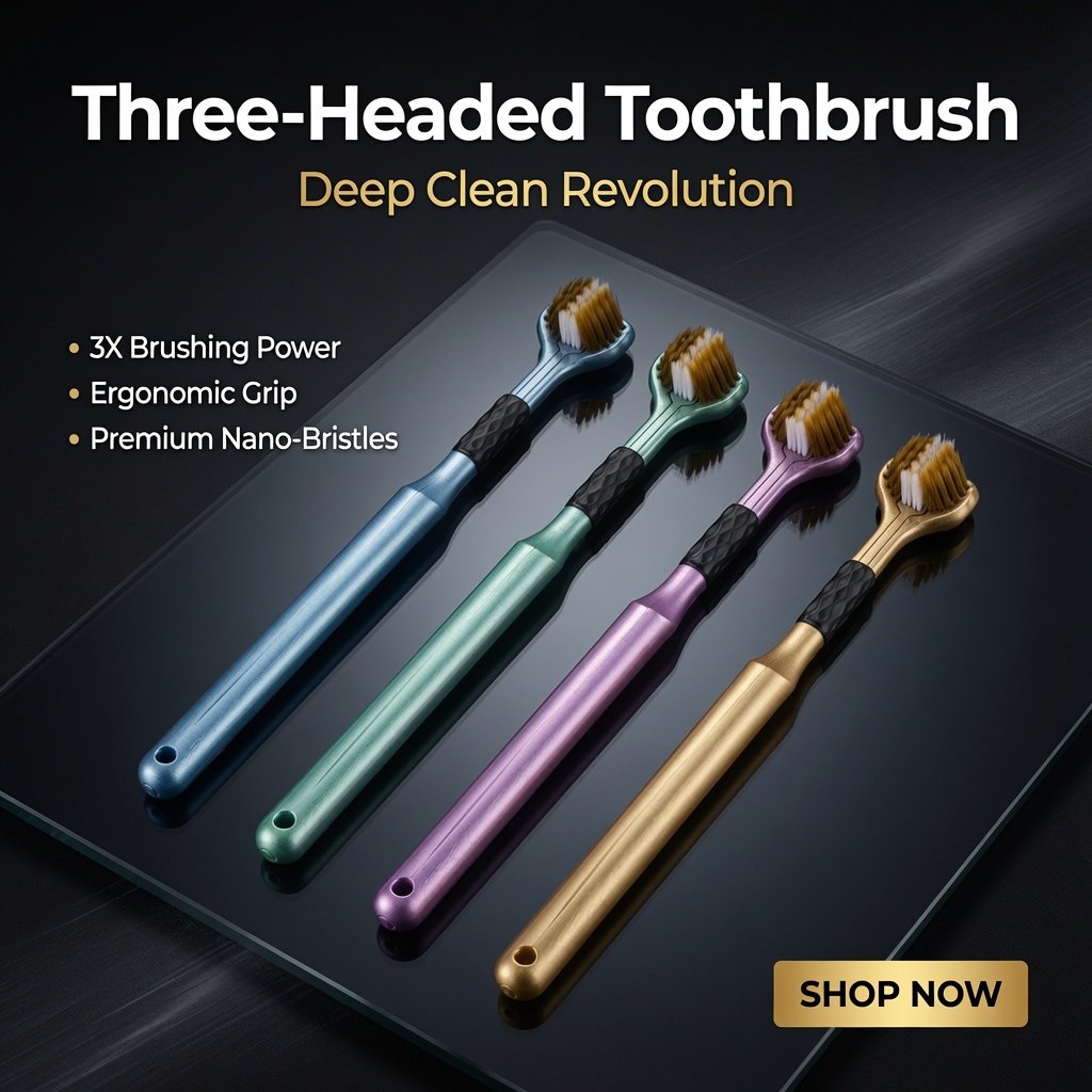 Three-Headed Toothbrush (or 3-Sided Deep Cleaning Toothbrush)