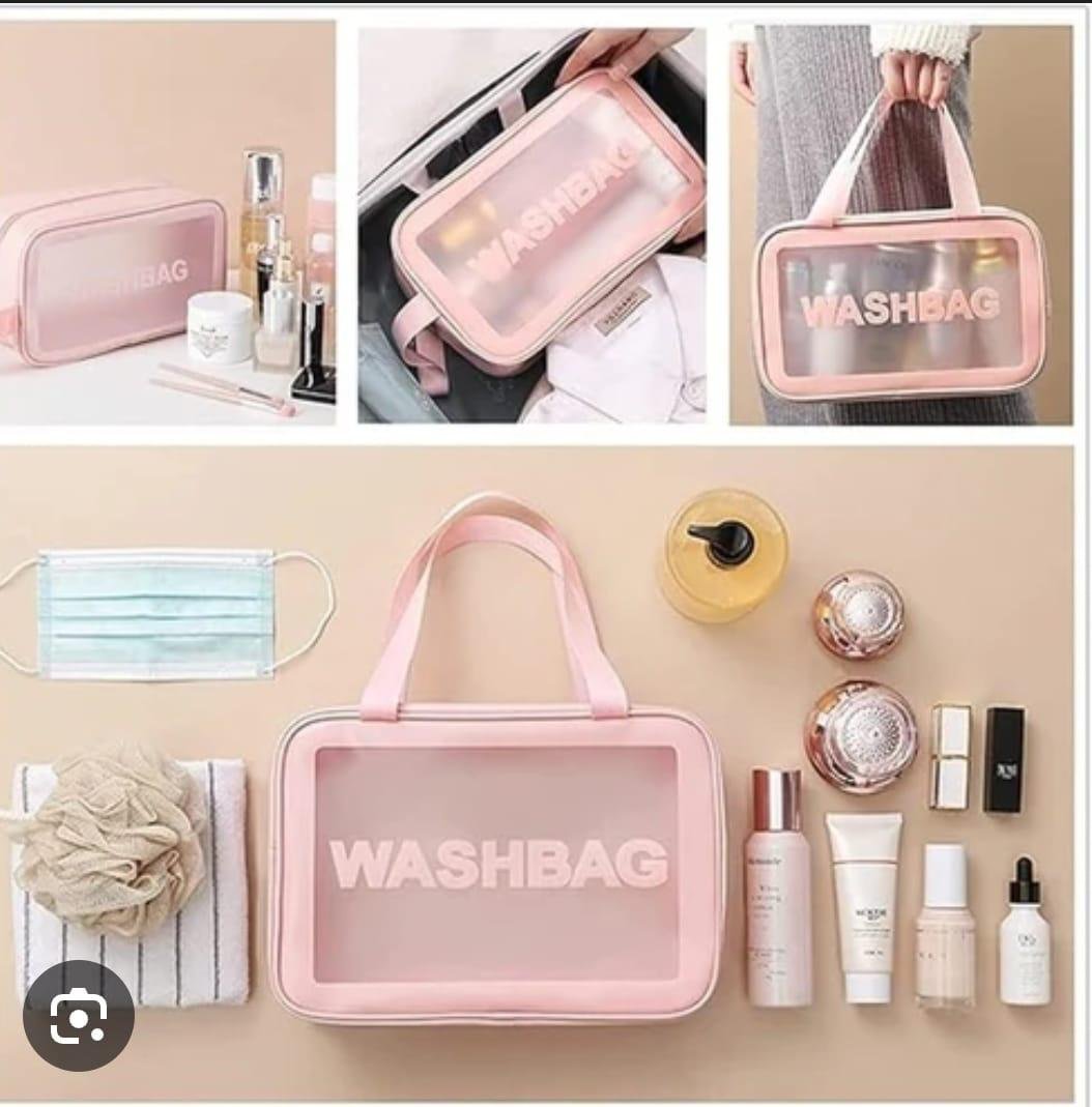 Clear washbag Pouch Set of 3 || Clear Pouch for Makeup and wash Bag || Travel Waterproof Cosmetic Bag