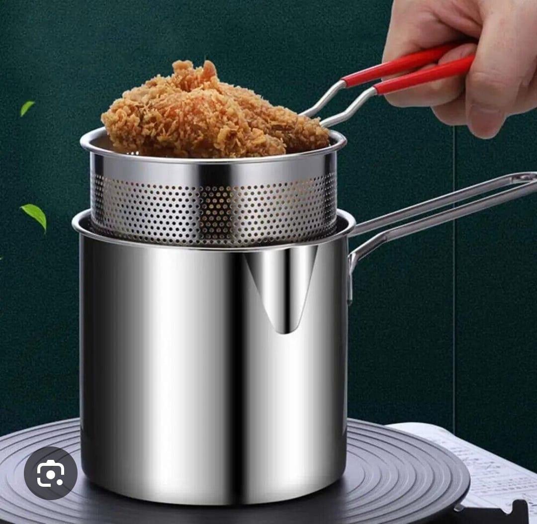 Stainless Steel Mini Deep Fryer Pot (with Strainer Basket)