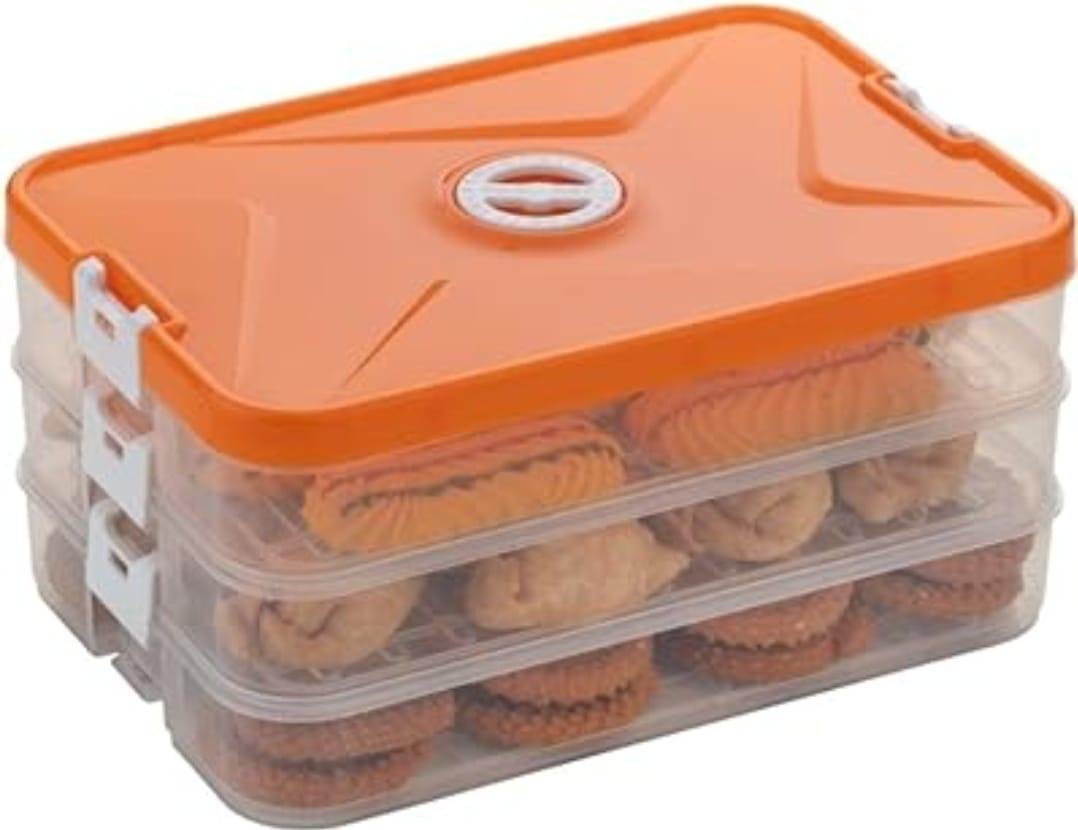 Multi-Layer Airtight Food Storage & Dumpling Box (3-Tier Stackable Container)