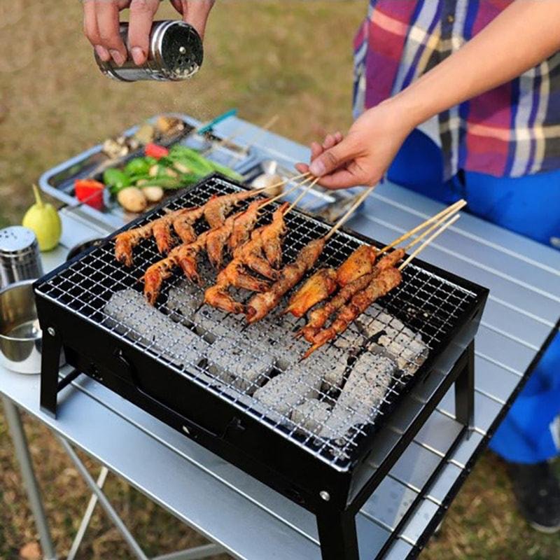 Portable Folding Charcoal Barbecue Grill (X-Type Collapsible BBQ Suitcase Stove)